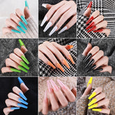 Super Long Coffin Ballerina Fake Nails Kit Pure Color Press On False Nails Set Full Cover Artificial Nail Tips With Tool